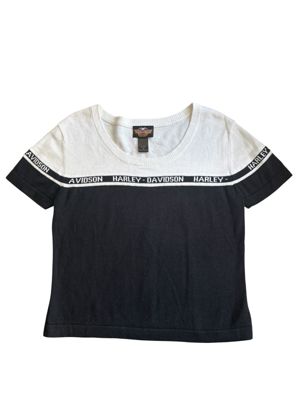 NWOT Vintage Harley Davidson Short Sleeve Knit Sweater Crop Top Medium M